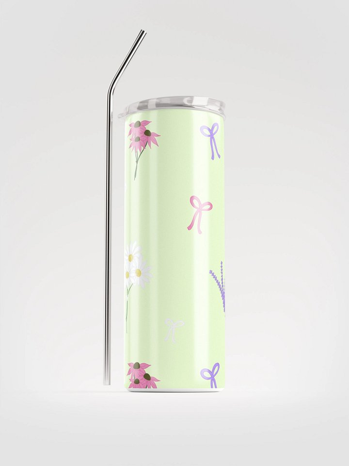 Wildflowers and Bows Pattern- Green Background Stainless Steel Tumbler product image (1)