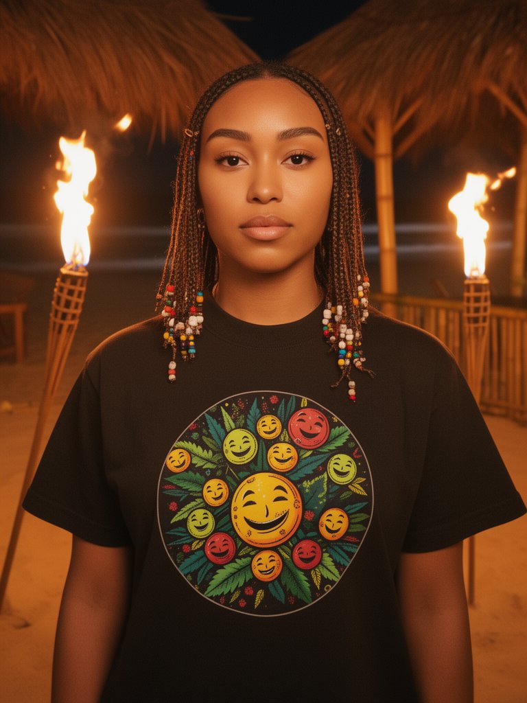 Get Happy - Cannabis Chemical THC - Smiley Graphic Design on Heavyweight T-Shirt product image (2)