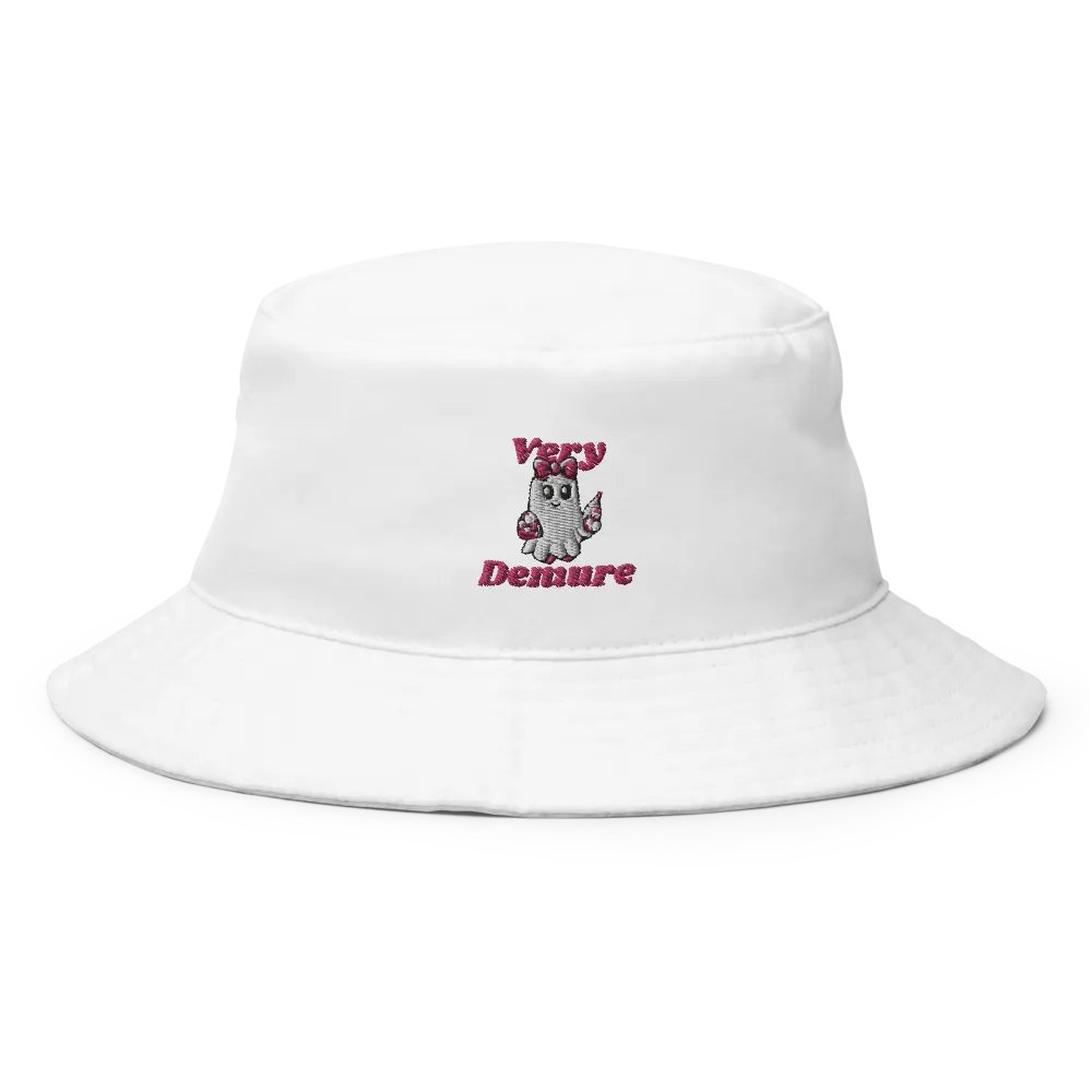 Very Demure Cute Ghost Embroidered Cotton Bucket Hat product image (1)