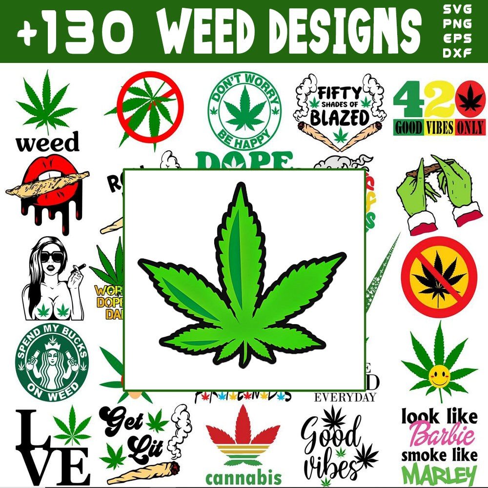 130+ Weed SVG Bundle for Cricut | Cannabis Leaf SVG PNG DXF EPS | Marijuana Clipart Instant Download product image (1)