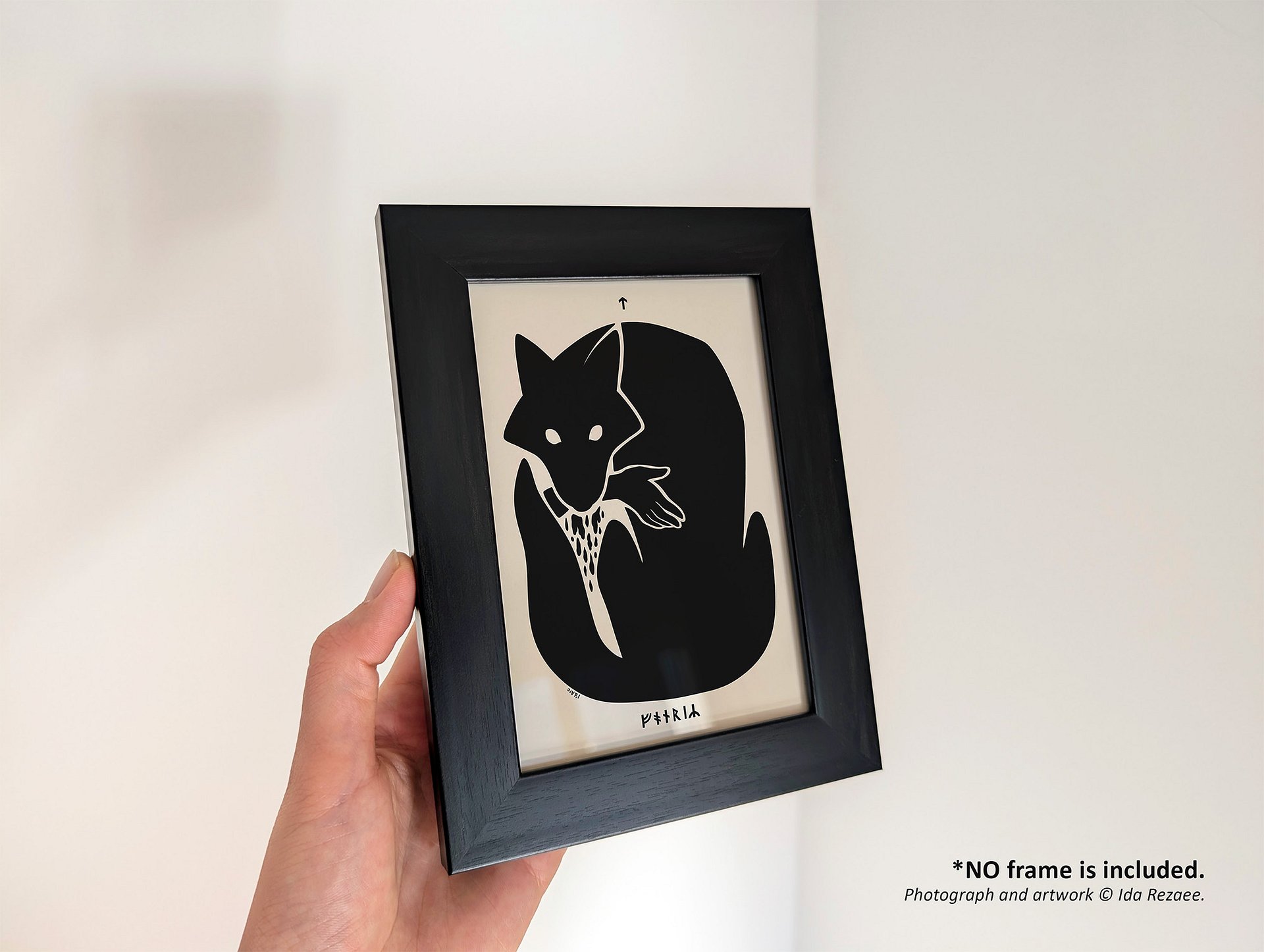 Black Wolf Fenrir Bites Tyr, Norse Mythology Art Print, product image (4)
