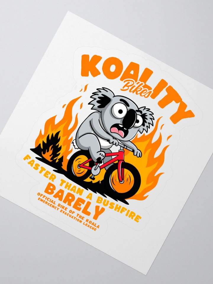Funny Koala Bike Sticker – “Faster Than a Bushfire (Barely)” – Aussie Animal Cycling Pun Decal product image (6)