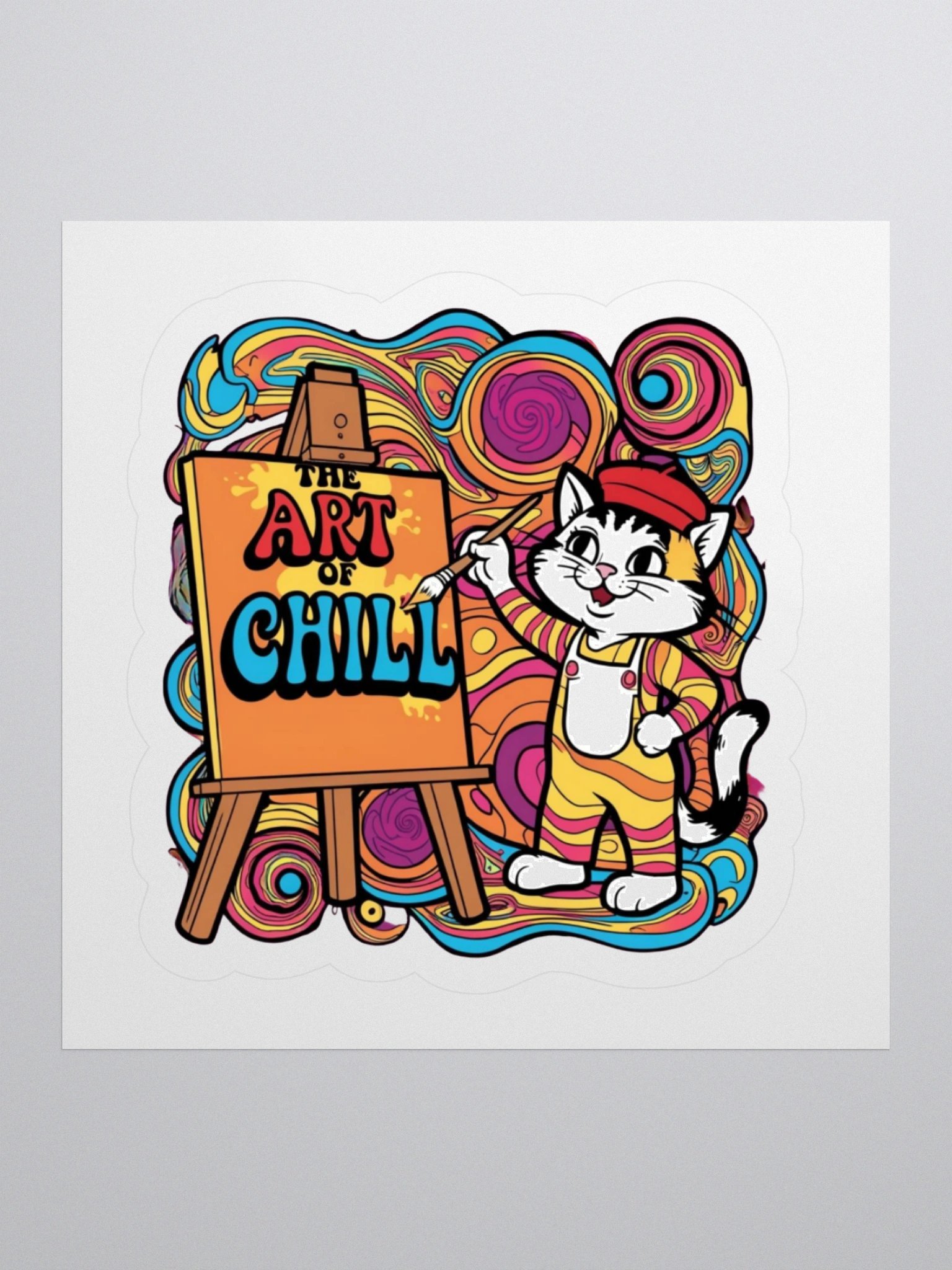 Chill Cat Art Kiss Cut Stickers product image (2)