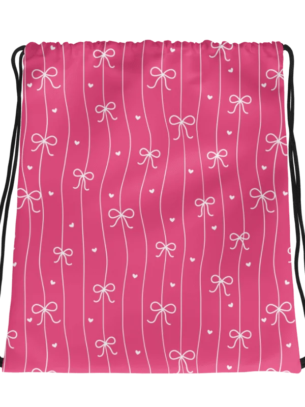 Pink Bow Coquette Gym Drawstring Bag product image (4)