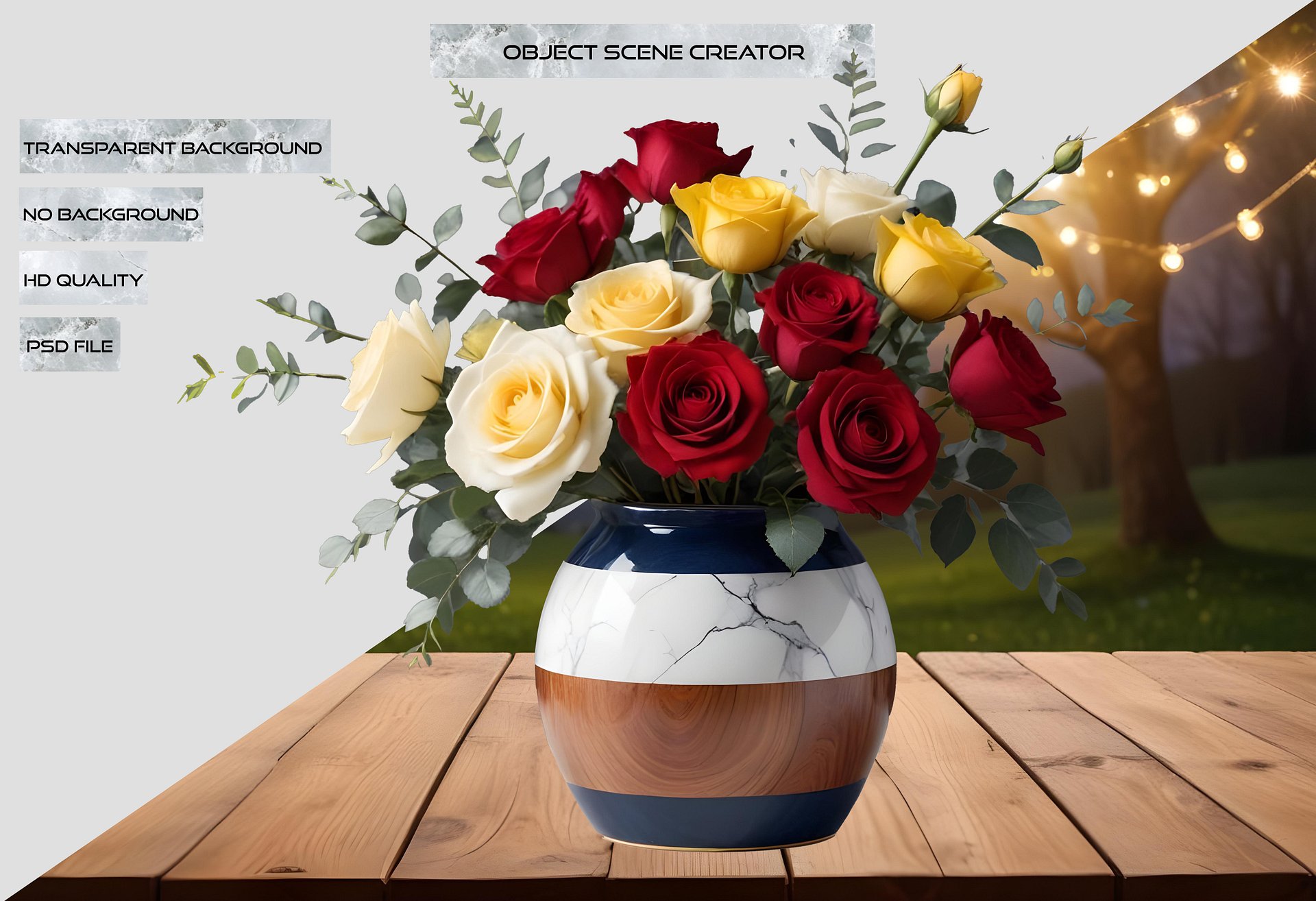 Shabby Chic – Marble Eternal Vase with Vibrant Floral Arrangement product image (2)