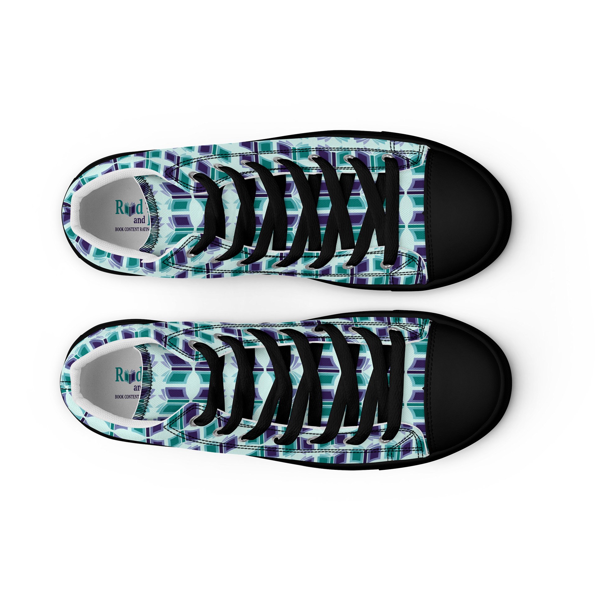 Women's High Top Canvas Shoes (Light Teal Background) product image (9)