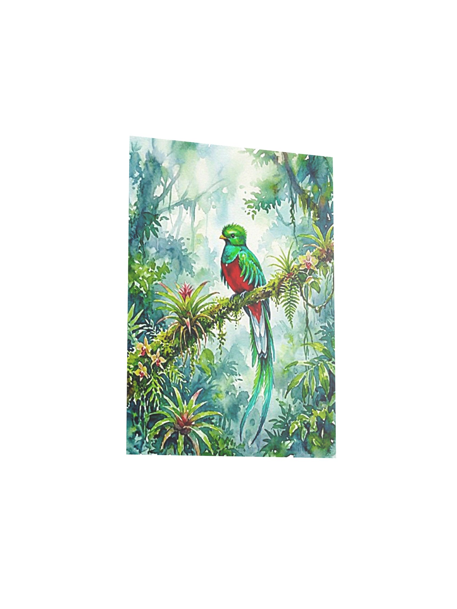 Resplendent Quetzal Tropical Rainforest Watercolor Matte Poster product image (17)