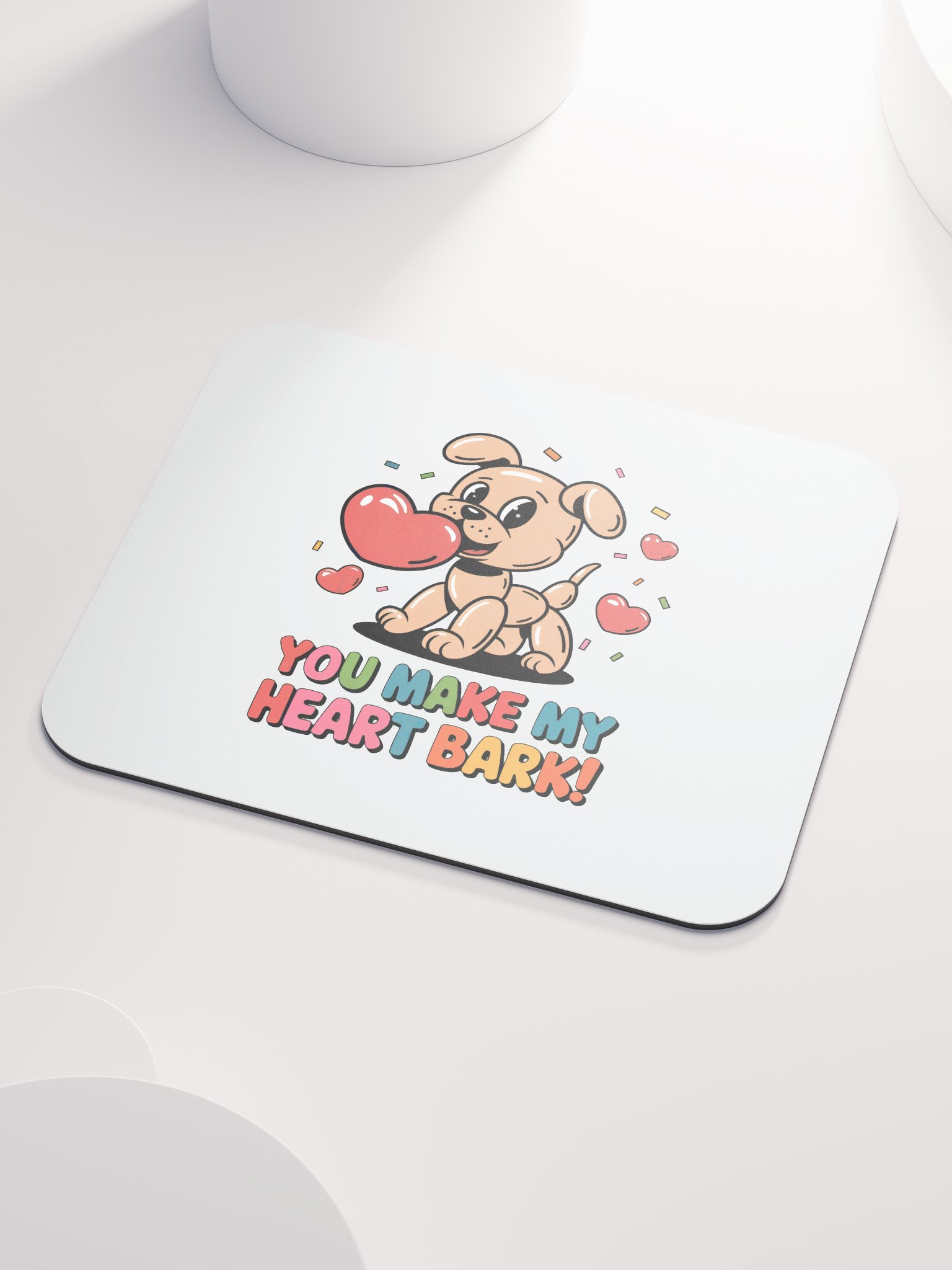 You Make My Heart Bark Mouse Pad | Funny Dog Valentine Gift | Cute Puppy Pun Desk Accessory product image (3)