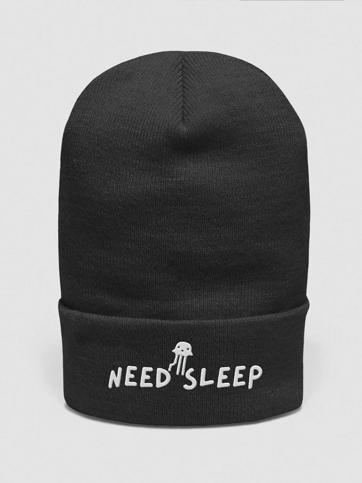 NEED SLEEP Embroidered Black Beanie product image (1)