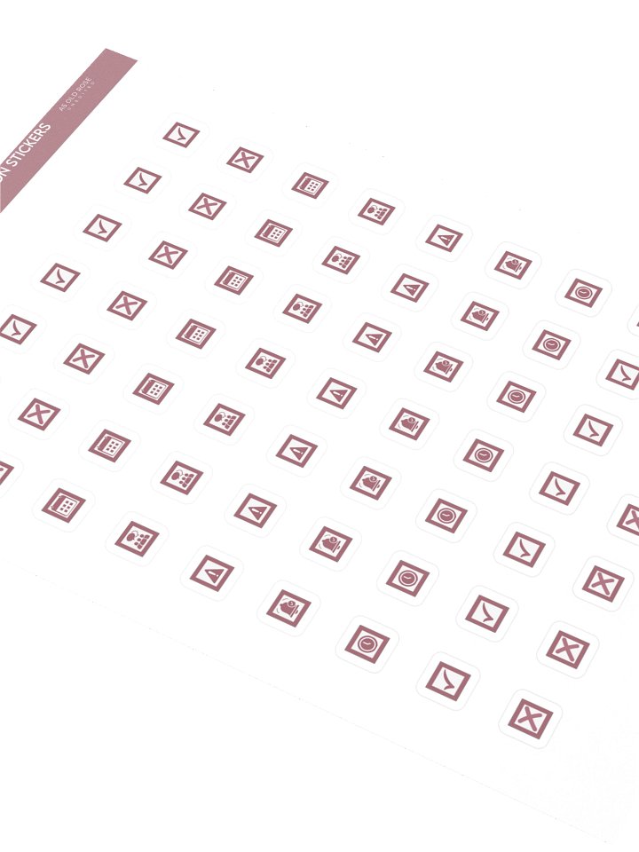 Daily Icons Journal Stickers A5 — Physical Sticker Sheet - Old Rose product image (2)