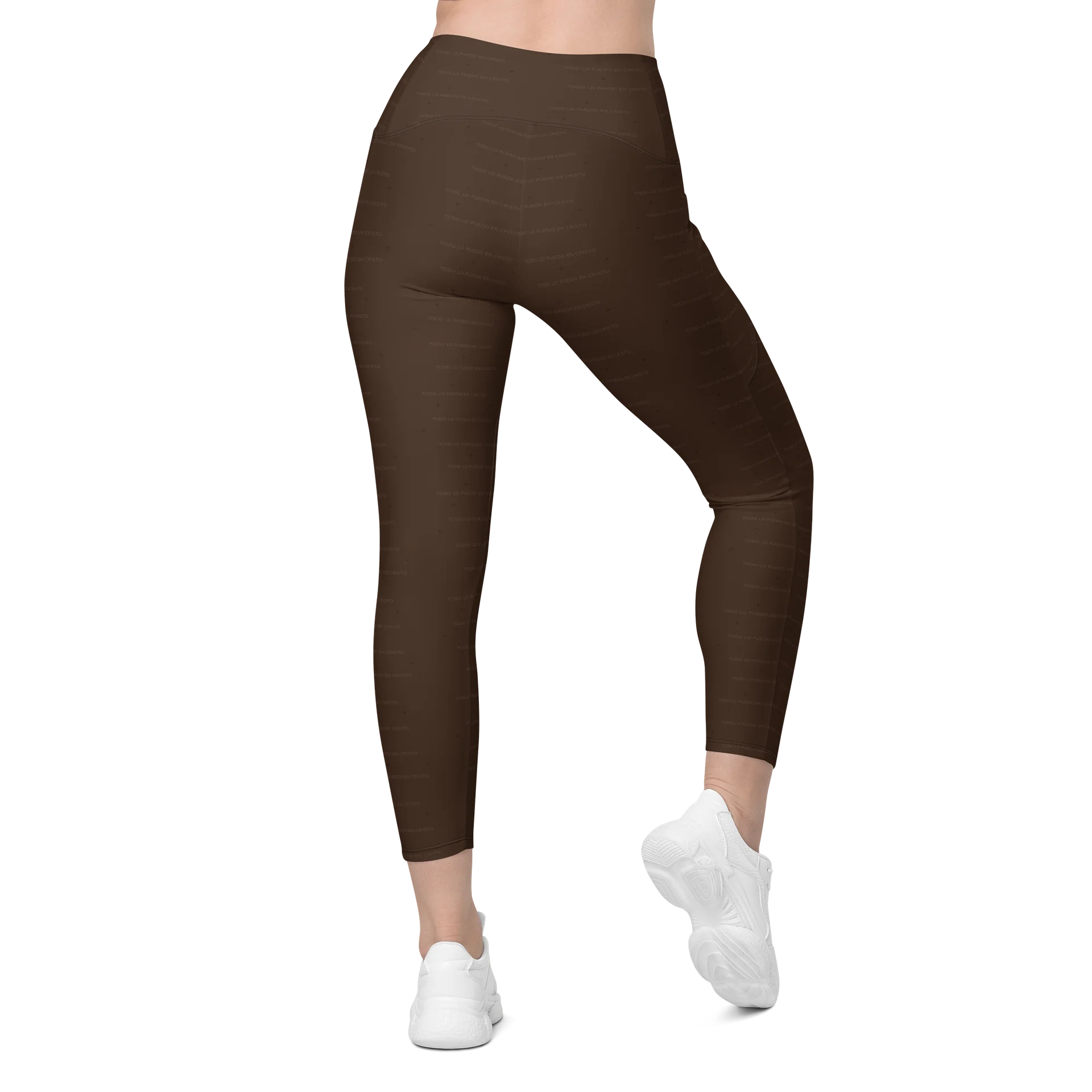 Crossover Leggings with Pockets — Women Who Lift (Chocolate) product image (2)