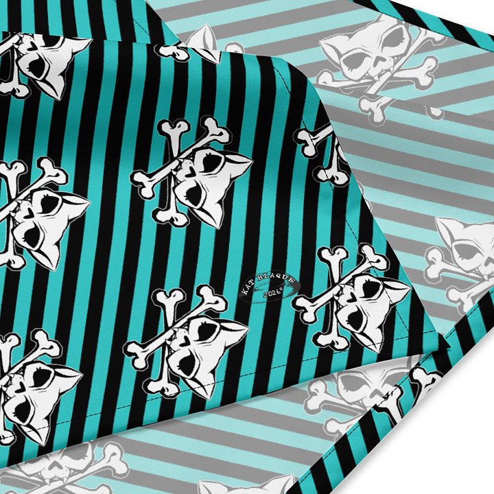 Turquoise and Blaque Kat Skull Bandana product image (2)