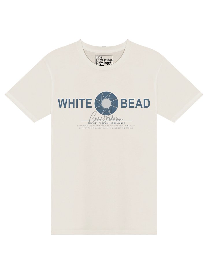 The White Bead Corp. Morale-Boosting Tee - Cave Johnson Signature Edition product image (1)