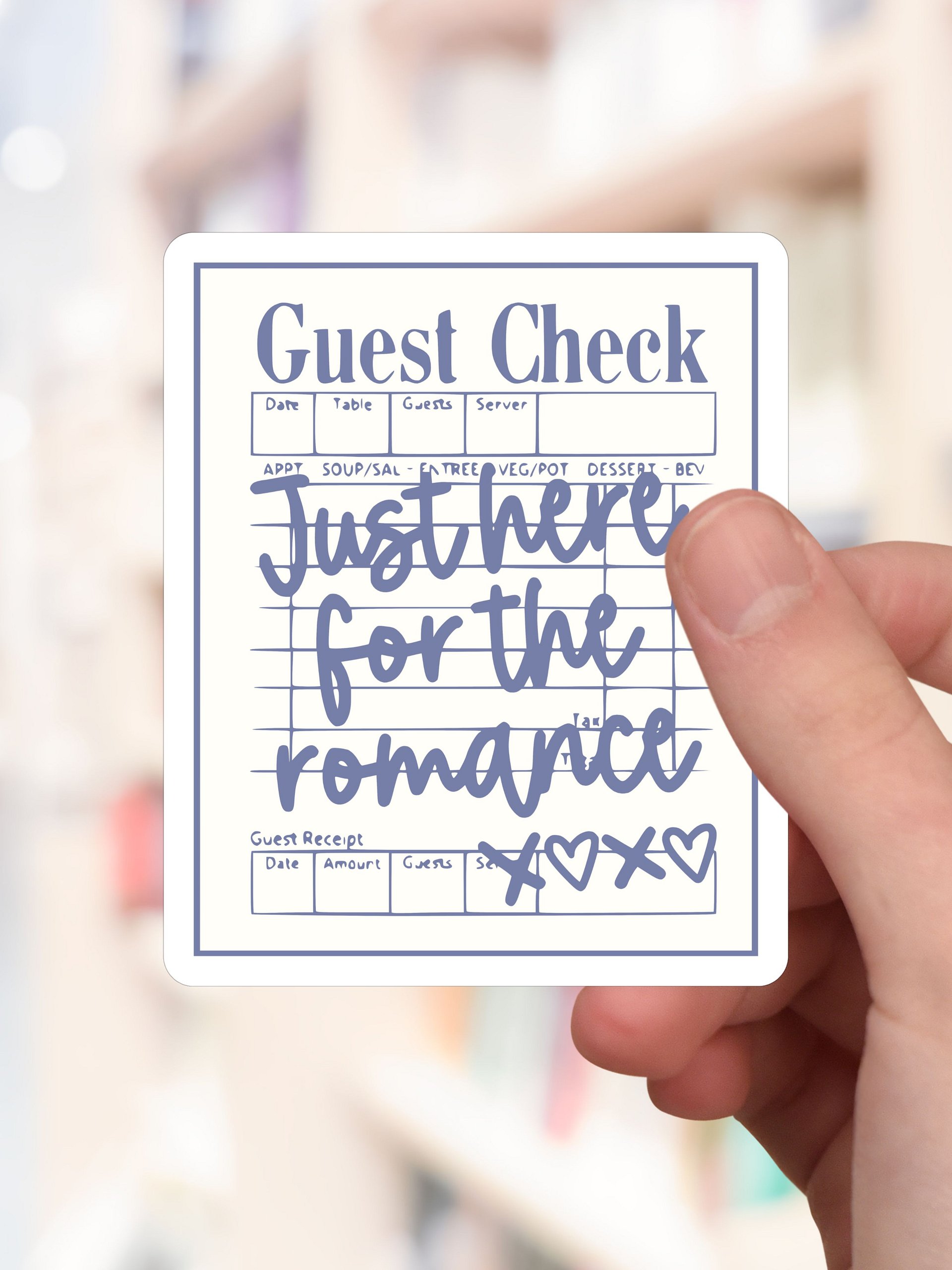 Just Here for the Romance Book Lover Sticker - Denim Blue Guest Check Design product image (1)
