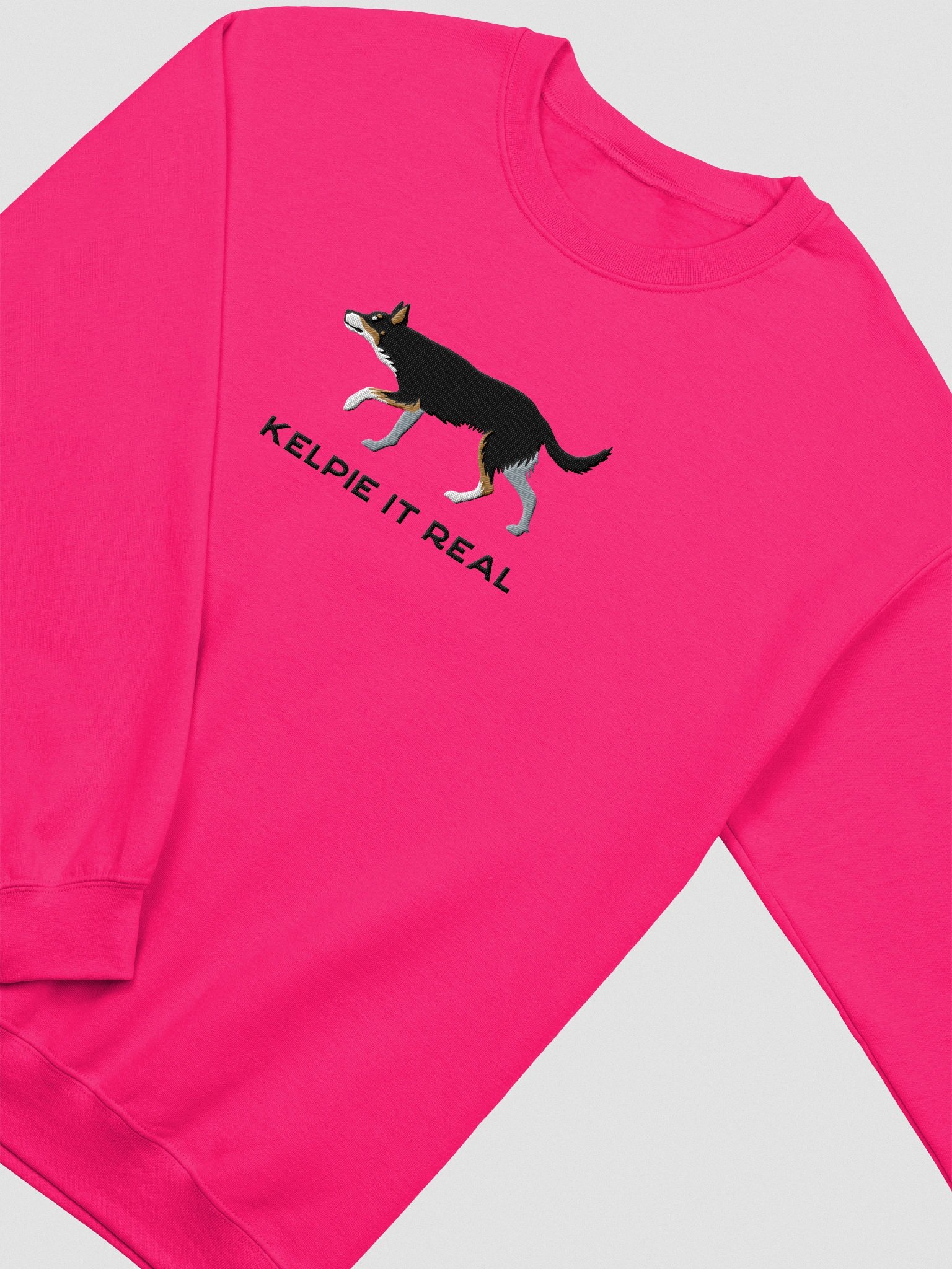 Kelpie It Real Sweatshirt (Embroidered) of an Australian Kelpie(Tricolor) product image (6)