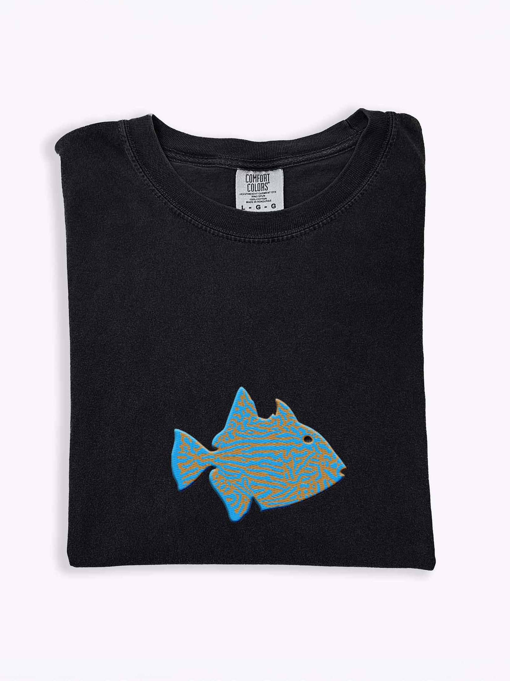 Blue-Lined Triggerfish Embroidered Premium T-Shirt | Saltwater Reef Aquarium Fish & Marine Life Apparel product image (1)