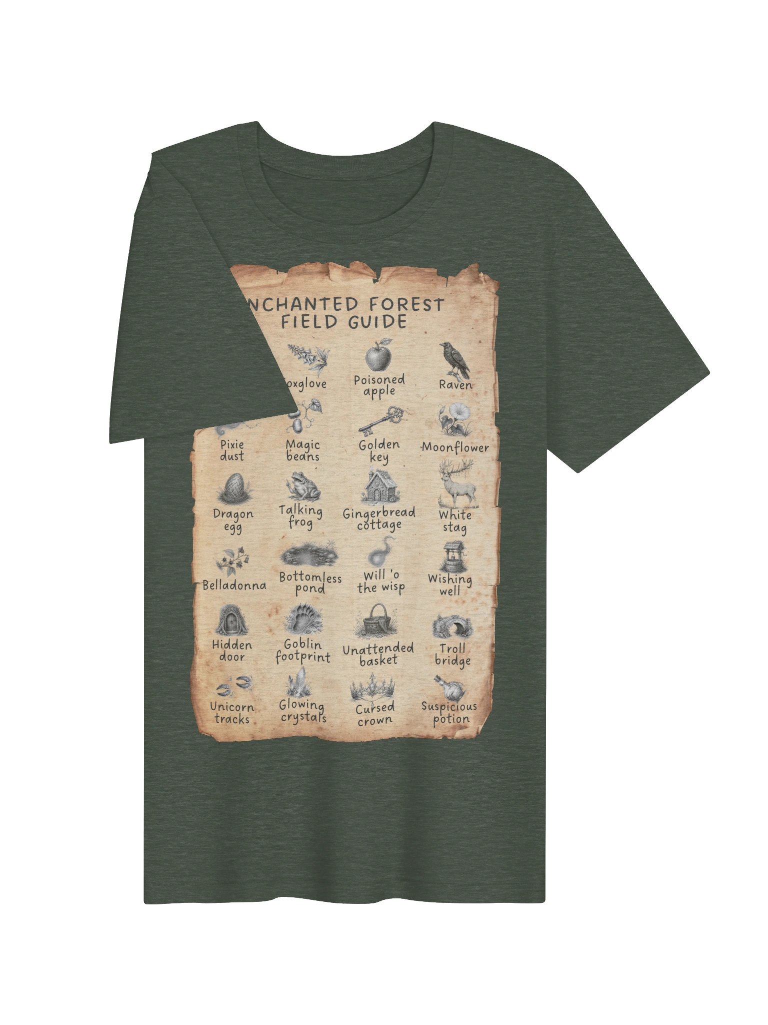 Enchanted Forest Field Guide Tee, Whimsical Fairytale Graphic product image (4)