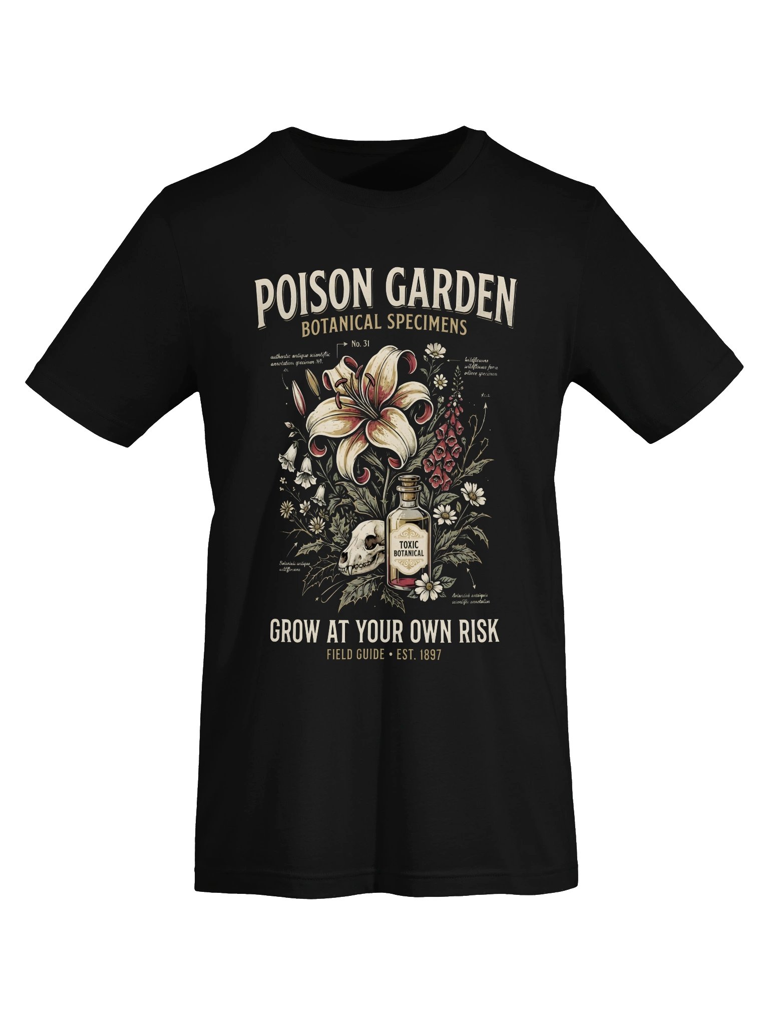 Poison Garden T-Shirt – Vintage Botanical Skull Graphic Tee, Gothic Poison Plant Shirt, Dark Academia Nature Apparel product image (46)
