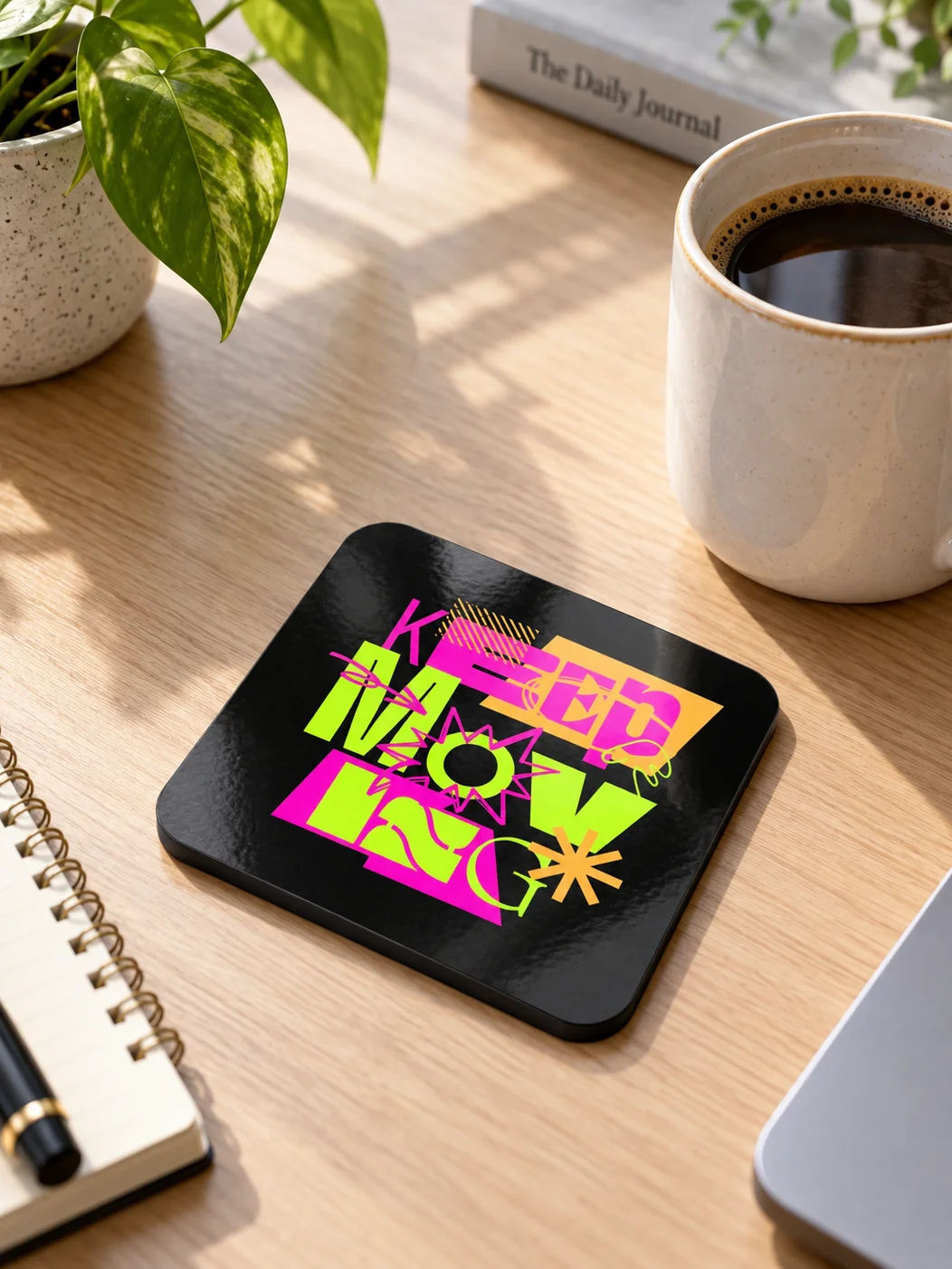 Keep Moving – Colorful Glossy Coaster product image (1)