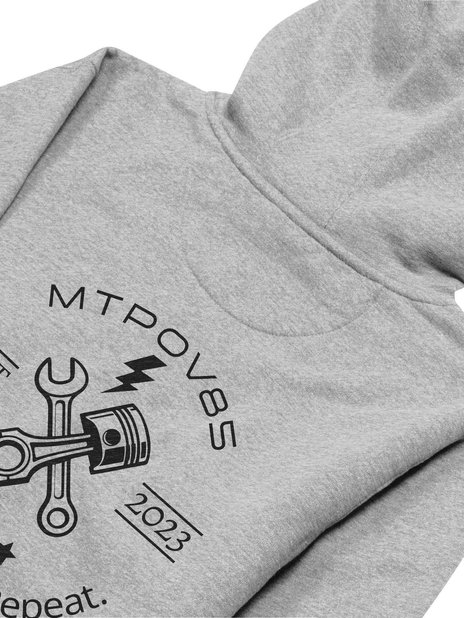 Rebuild. Ride. Repeat. Style 1 Grey Hoodie, Black Logo product image (4)