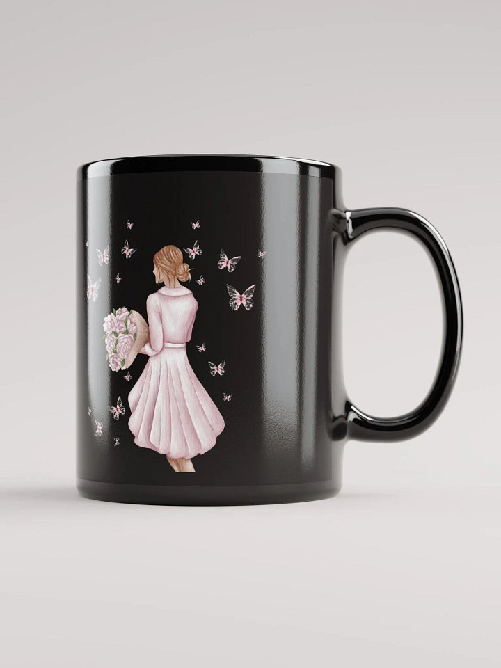 Woman Surrounded By Butterflies Black Mug product image (2)