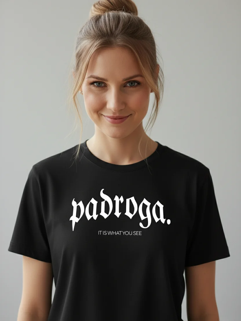 padroga. essentials black tshirt arc logo product image (4)