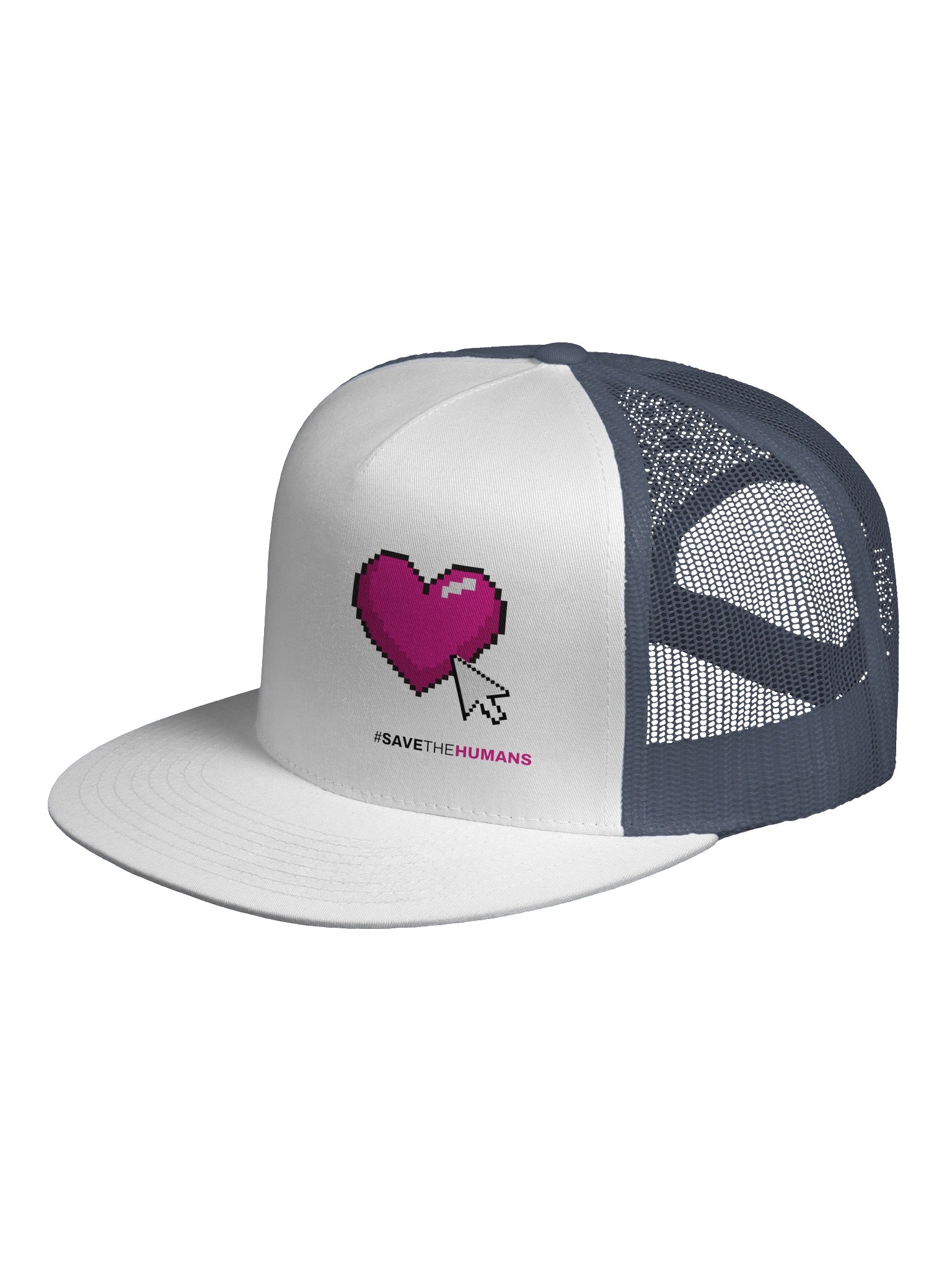 Pixel Heart Trucker Cap — White & Navy product image (5)