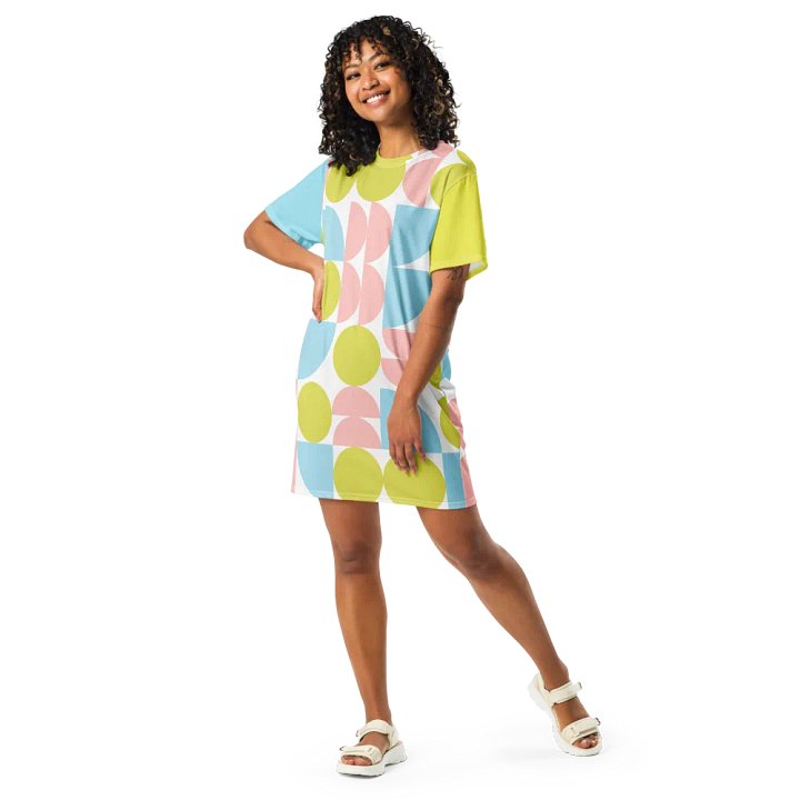 Pastel Geometric All-Over Print T-Shirt Dress product image (2)