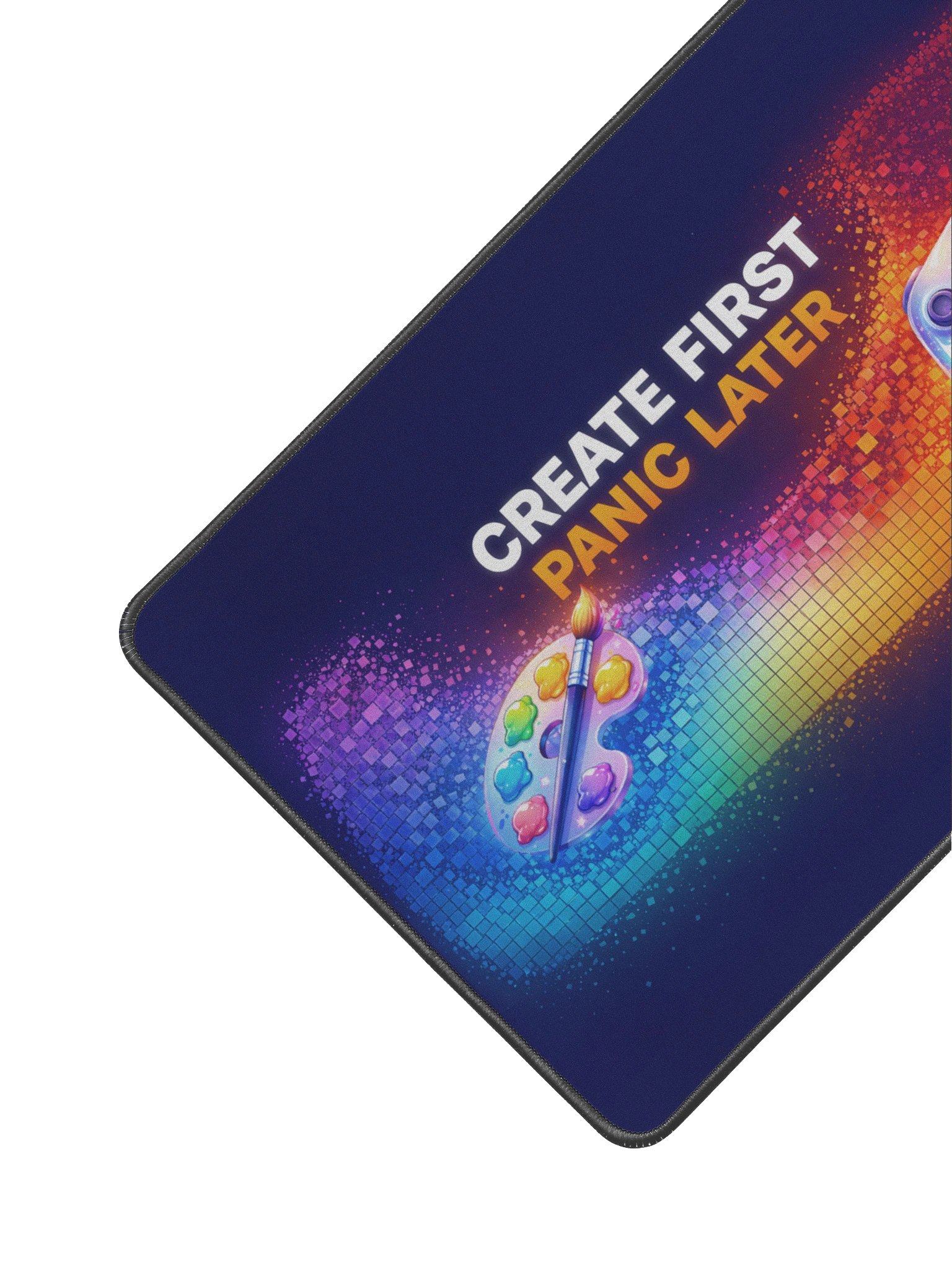 Create First Panic Later Pixelated Desk Mat - Navy product image (2)