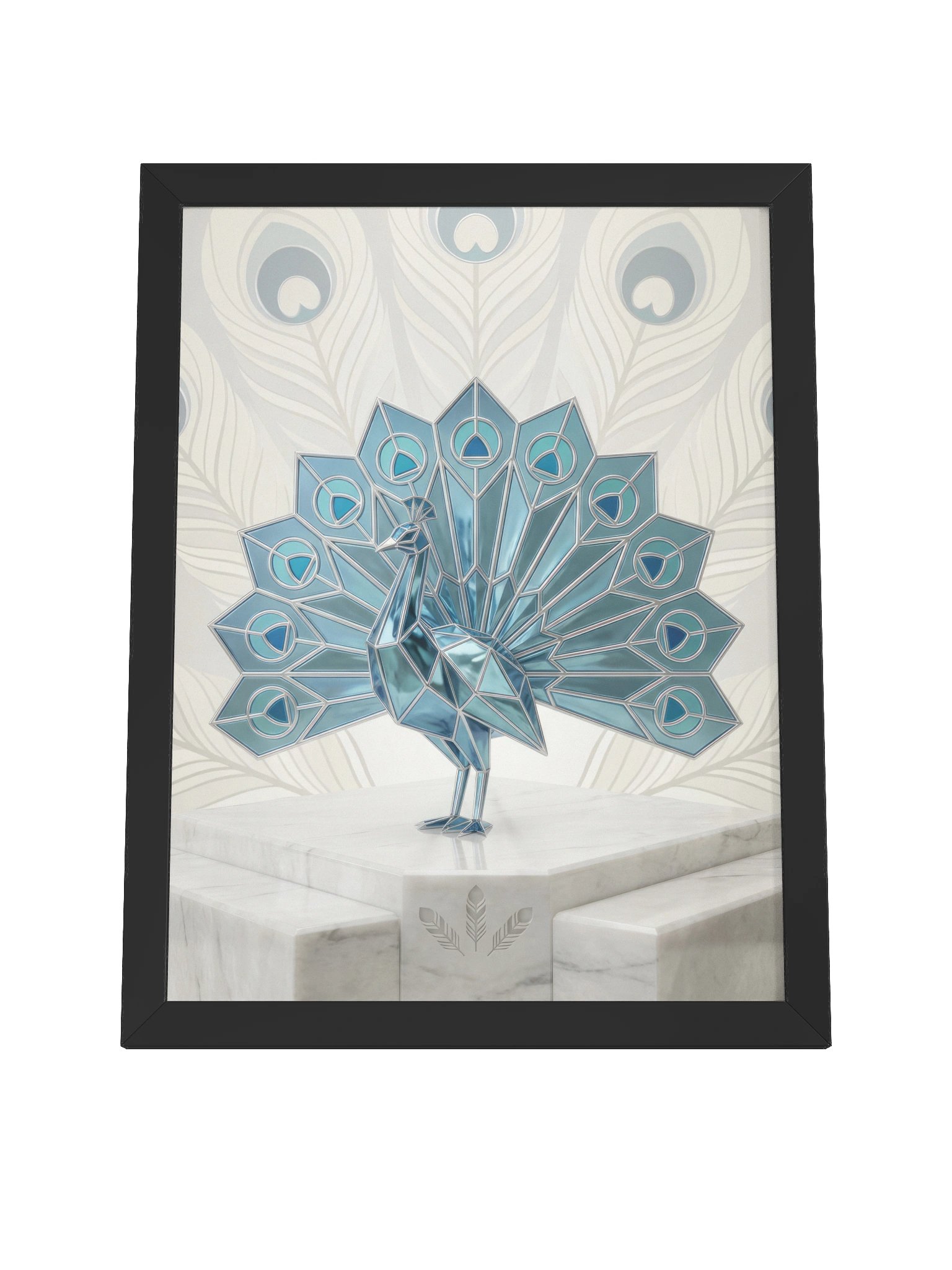 Elegant Geometric Peacock Framed Poster - Neo-Deco Luxury Wall Art product image (4)