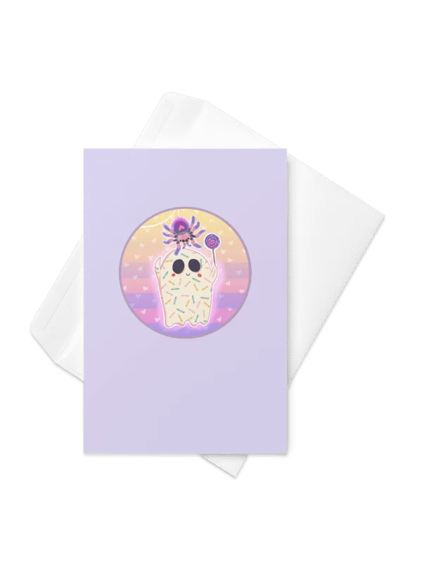 Pastel Little Ghost & the Pet Spider #2 - Greeting Card product image (2)