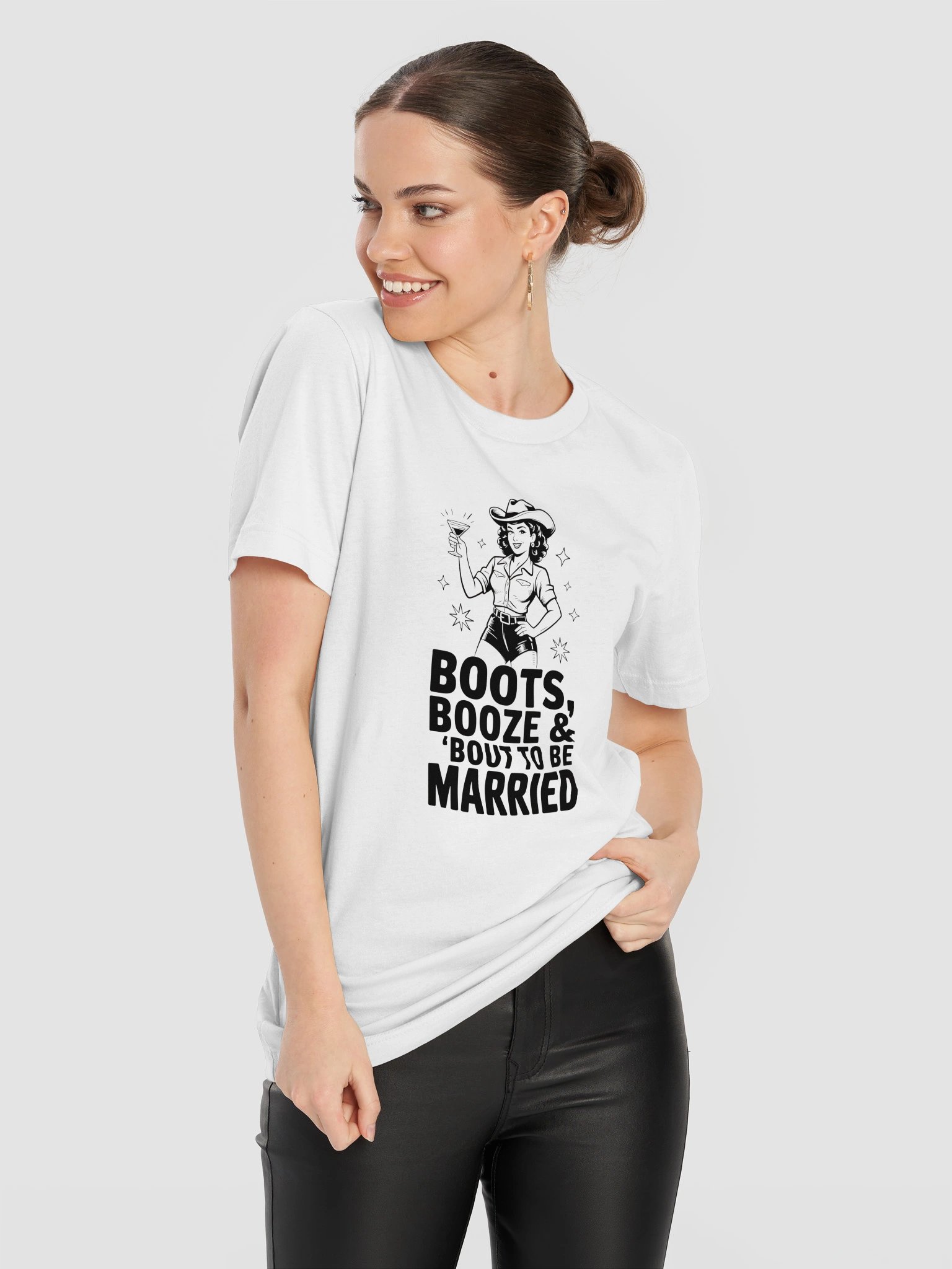 Boots, Booze & ’Bout to Be Married Bachelorette T-Shirt product image (94)