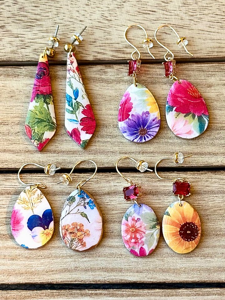 Floral Garden Drop Earrings – Handmade Clay Statement Dangles product image (1)
