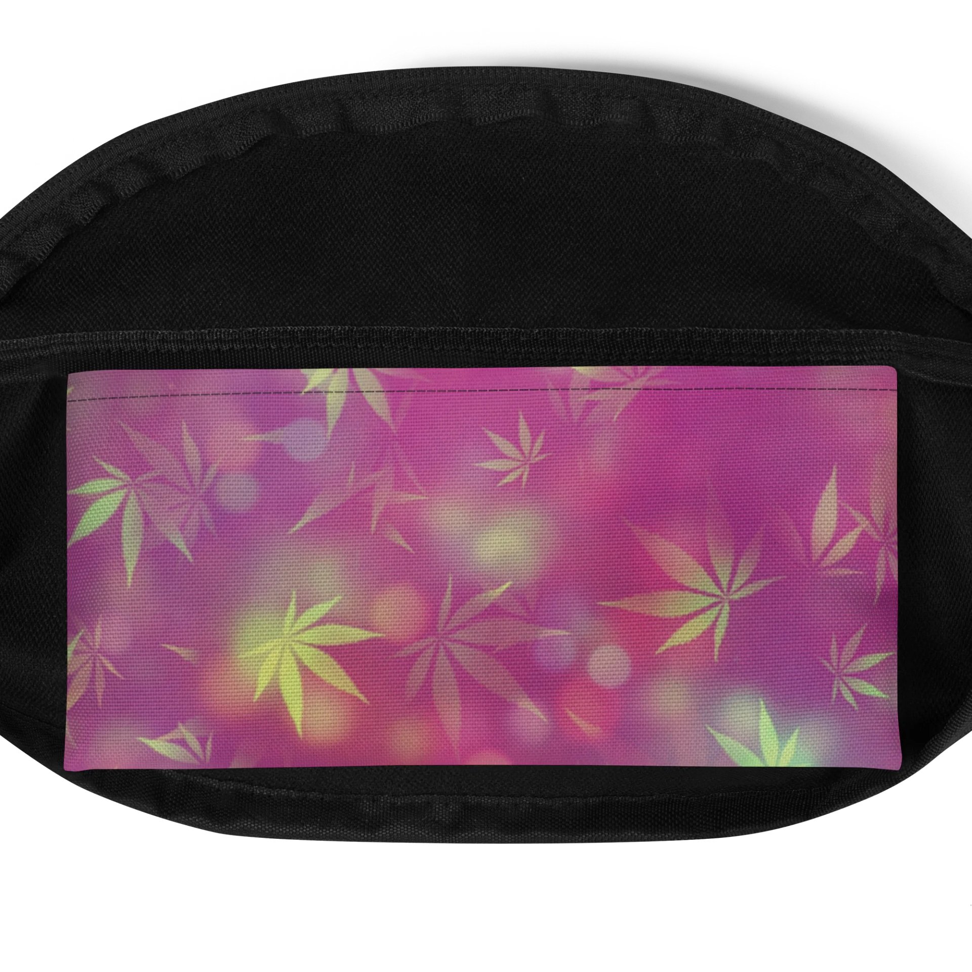 Maroon & Gold Bokeh Cannabis Leaf Pattern Fanny Pack product image (5)