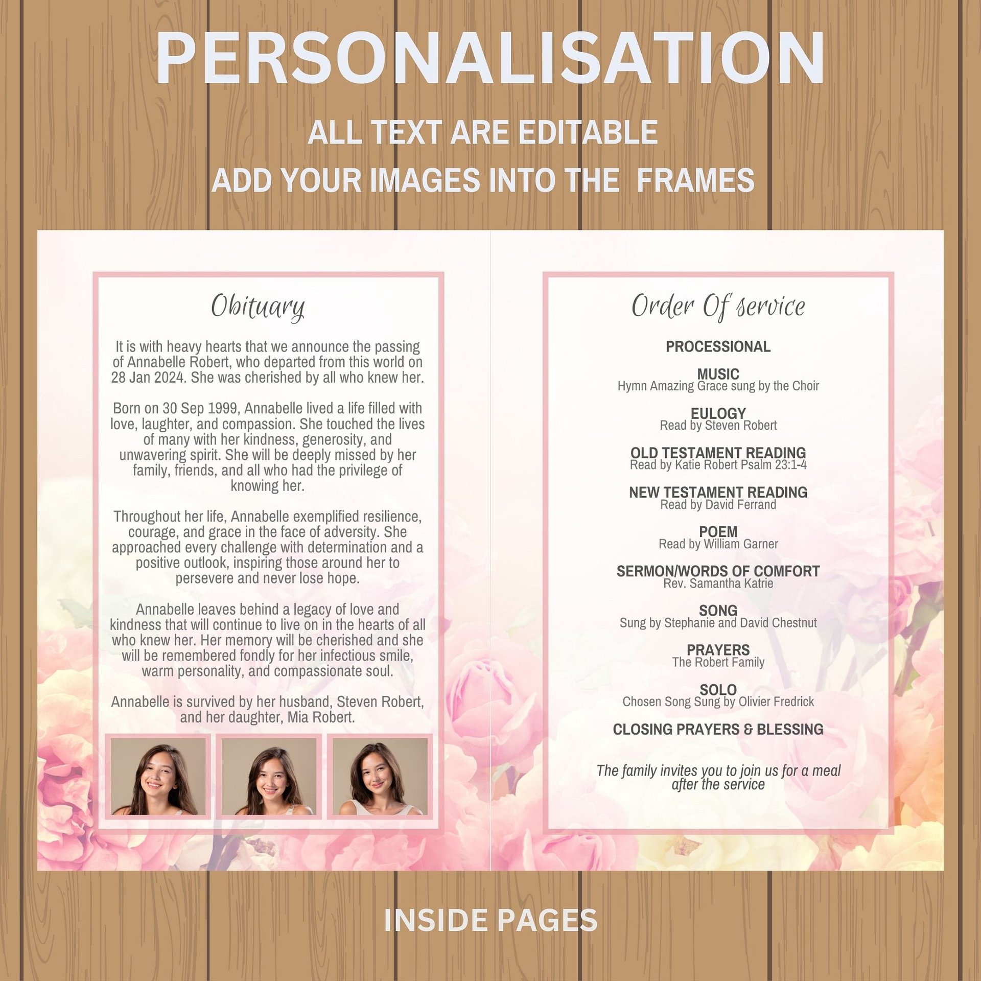 Rose Garden Funeral Program Canva Template product image (7)