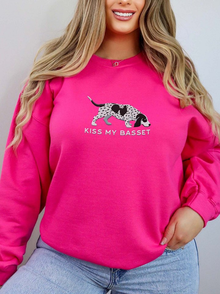 Kiss My Basset Sweatshirt (Embroidered) of a Basset Bleu de Gascogne(Black & White) product image (2)