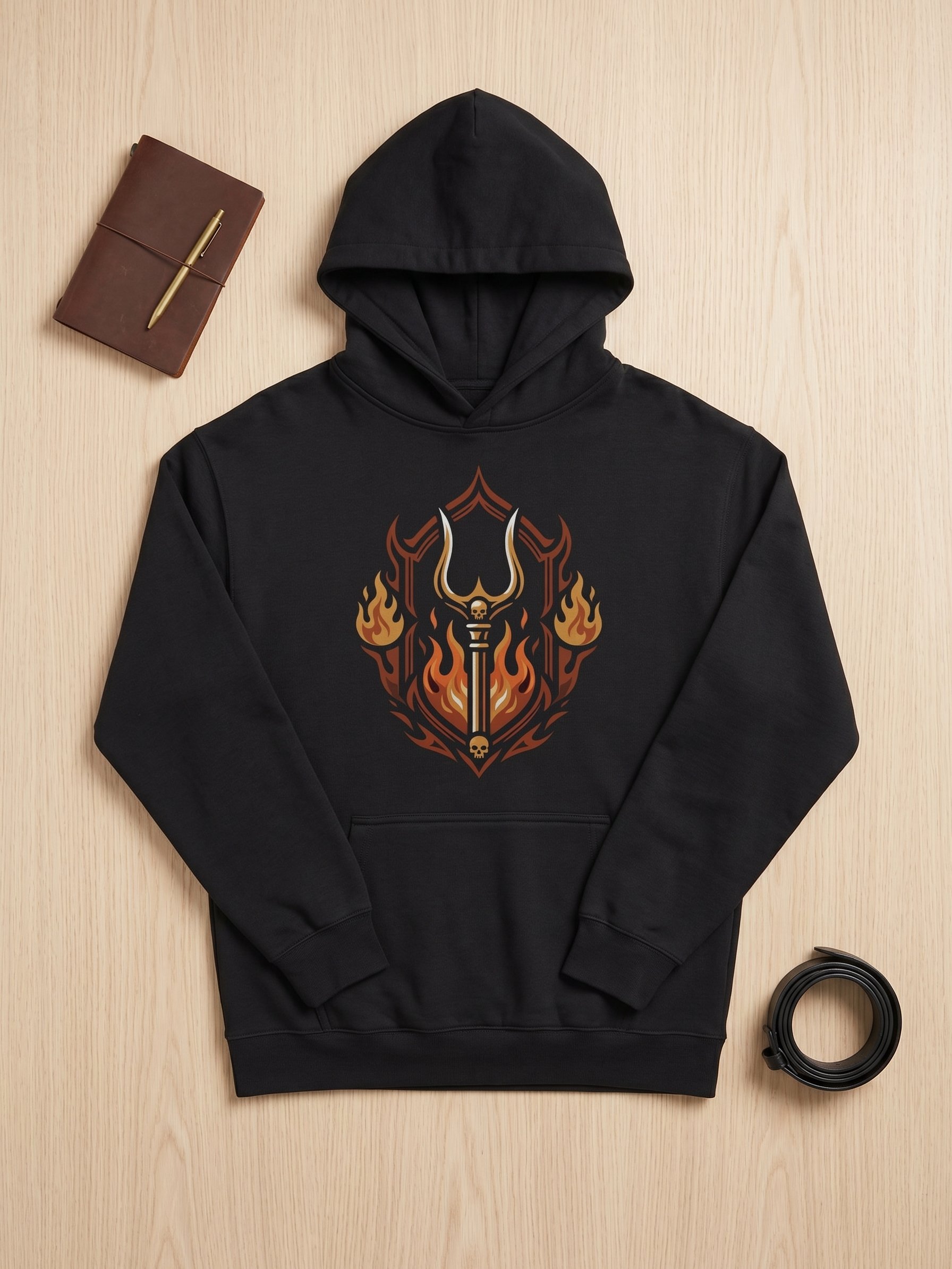 Hades Trident Flame Hoodie – Greek Mythology Streetwear Pullover product image (1)