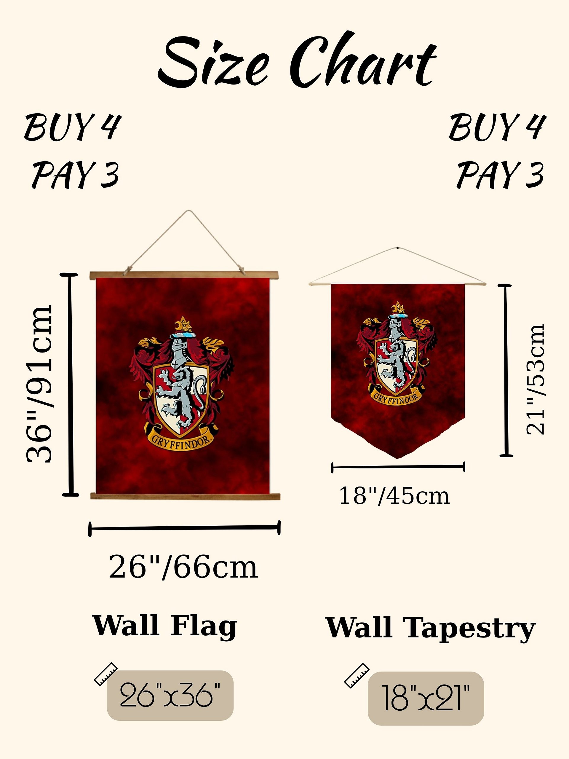 Hogwarts House Crest Wall Pennants | Wood-Framed Harry Potter Flags product image (5)