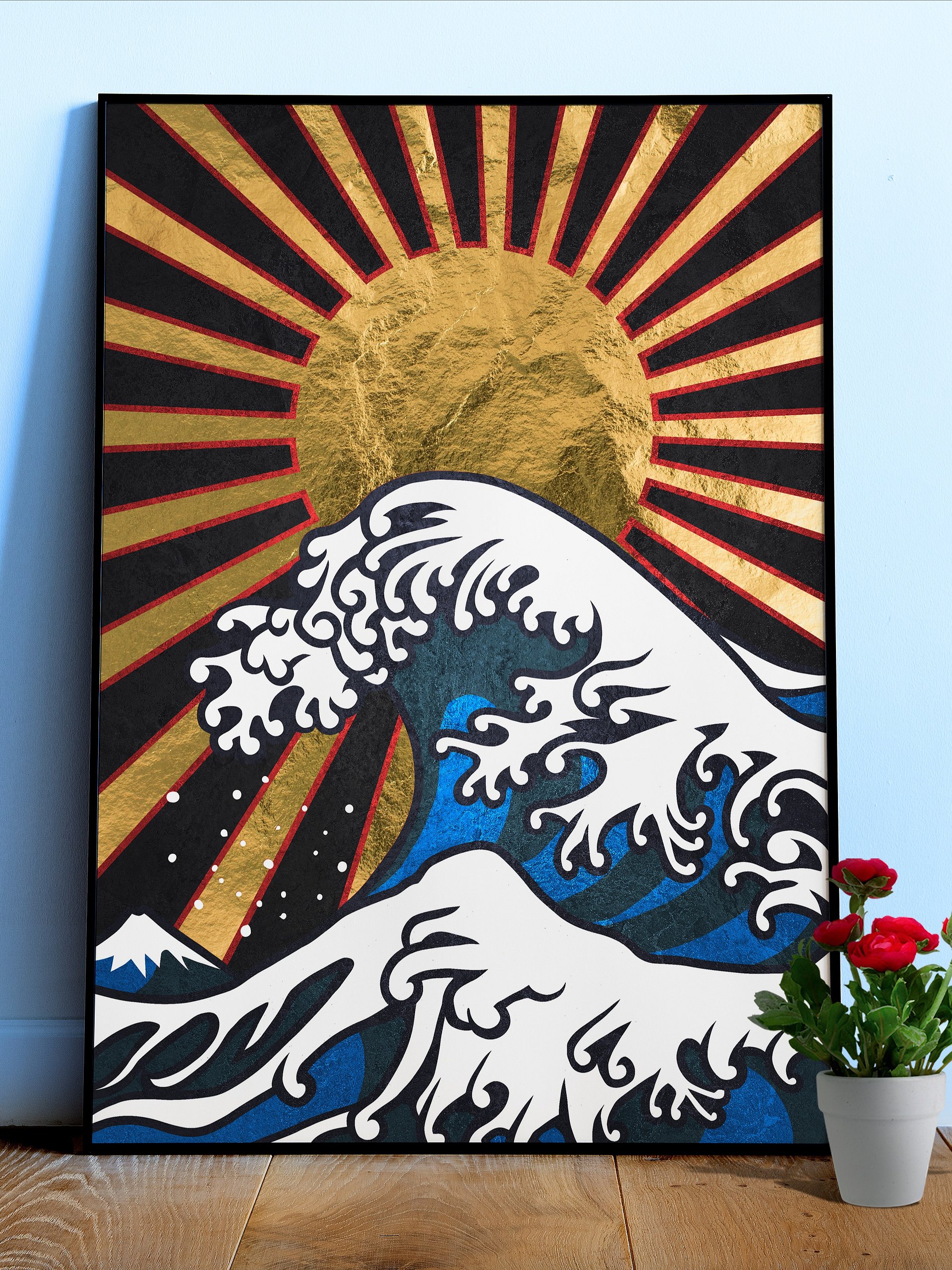 Golden Great Wave off Kanagawa #3 — Japanese golden poster, travel poster, aesthetic poster, landscape poster, wall art print product image (1)