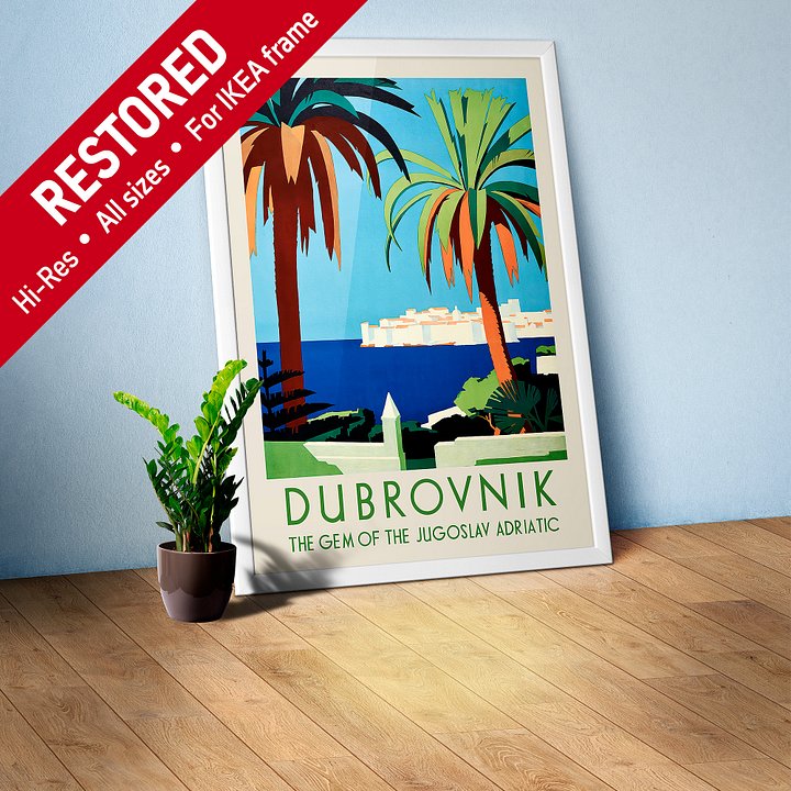 Dubrovnik, Yugoslavia. The Gem of the Jugoslav Adriatic, 1930s — retro vintage travel poster product image (1)