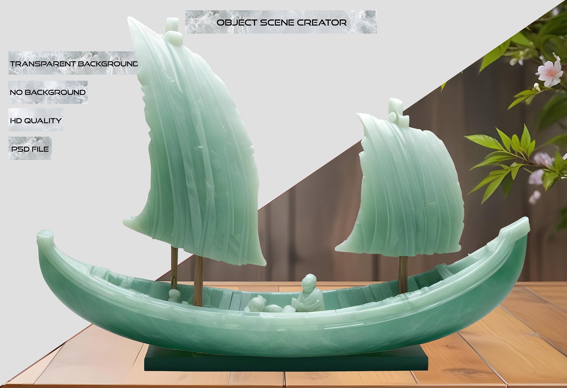 Jade Signature – Jade Sailboat Sculpture PNG product image (2)