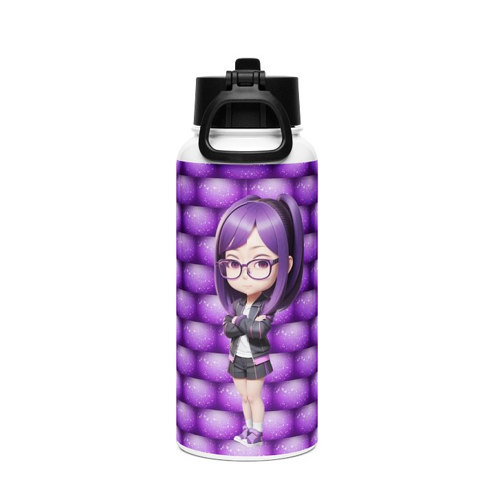 (PURPLE CHIBI) K Stainless Steel Water Bottle with a Straw Lid product image (2)