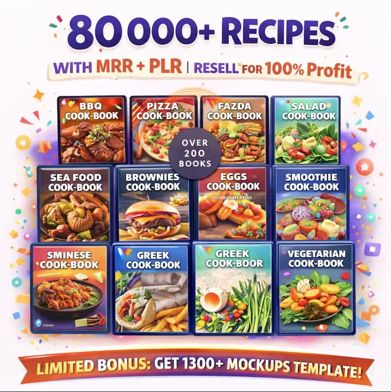 80,000 PLR MRR Cookbook Bundle product image (1)