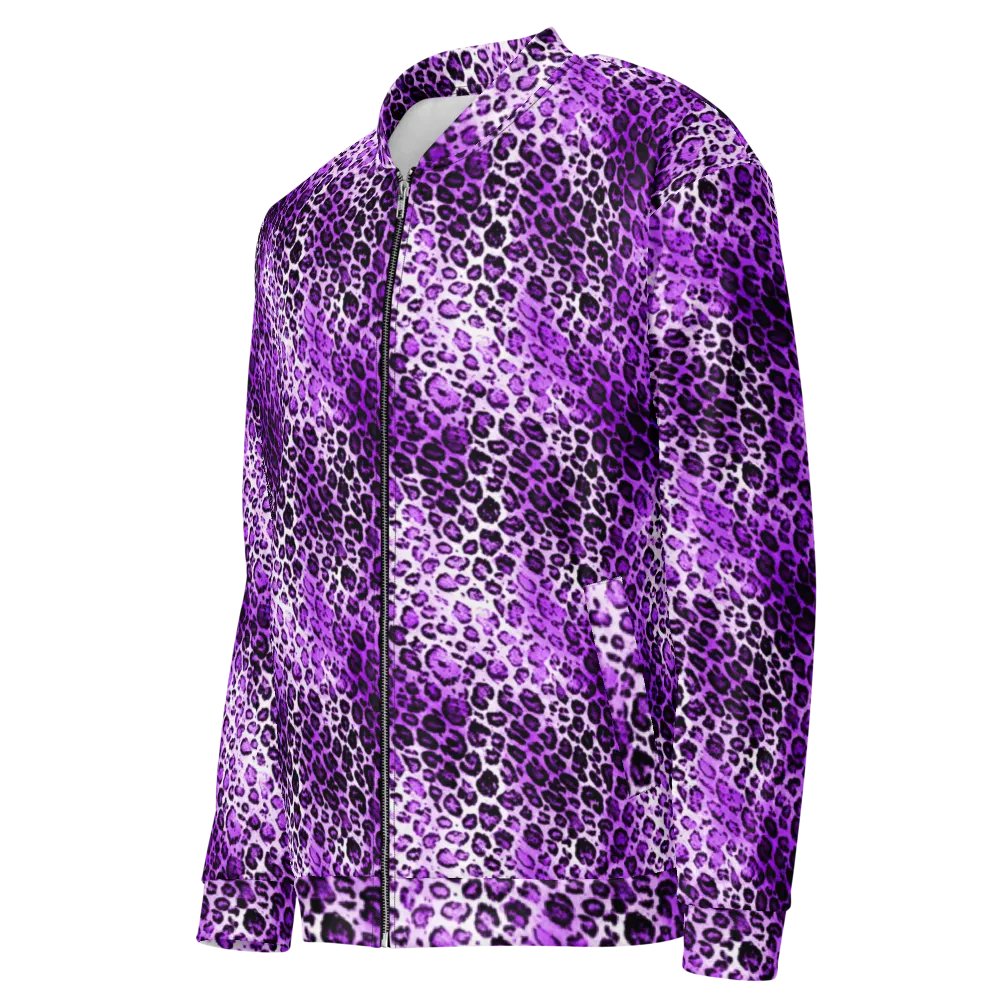 Purple Leopard Pattern Bomber Jacker product image (3)