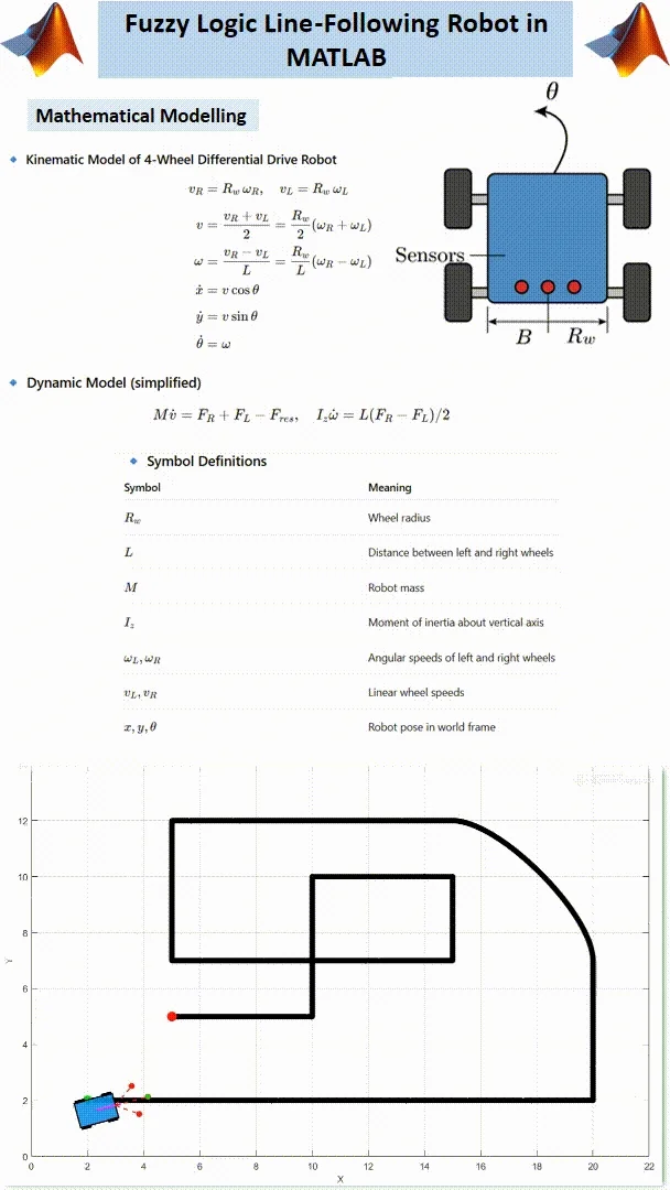 4-Wheel Fuzzy Logic Line-Following Robot (MATLAB & Arduino/ESP32) product image (2)