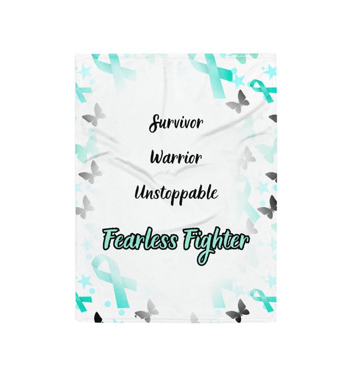 Ovarian Cancer - Fearless Fighter Words Throw Blanket product image (1)