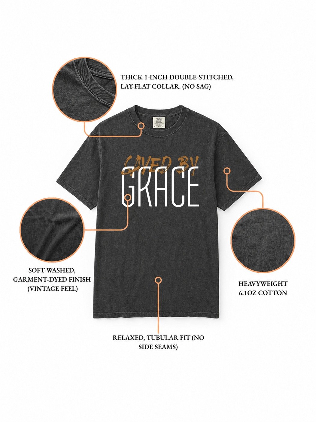 Saved By Grace Tee| Heavyweight product image (3)