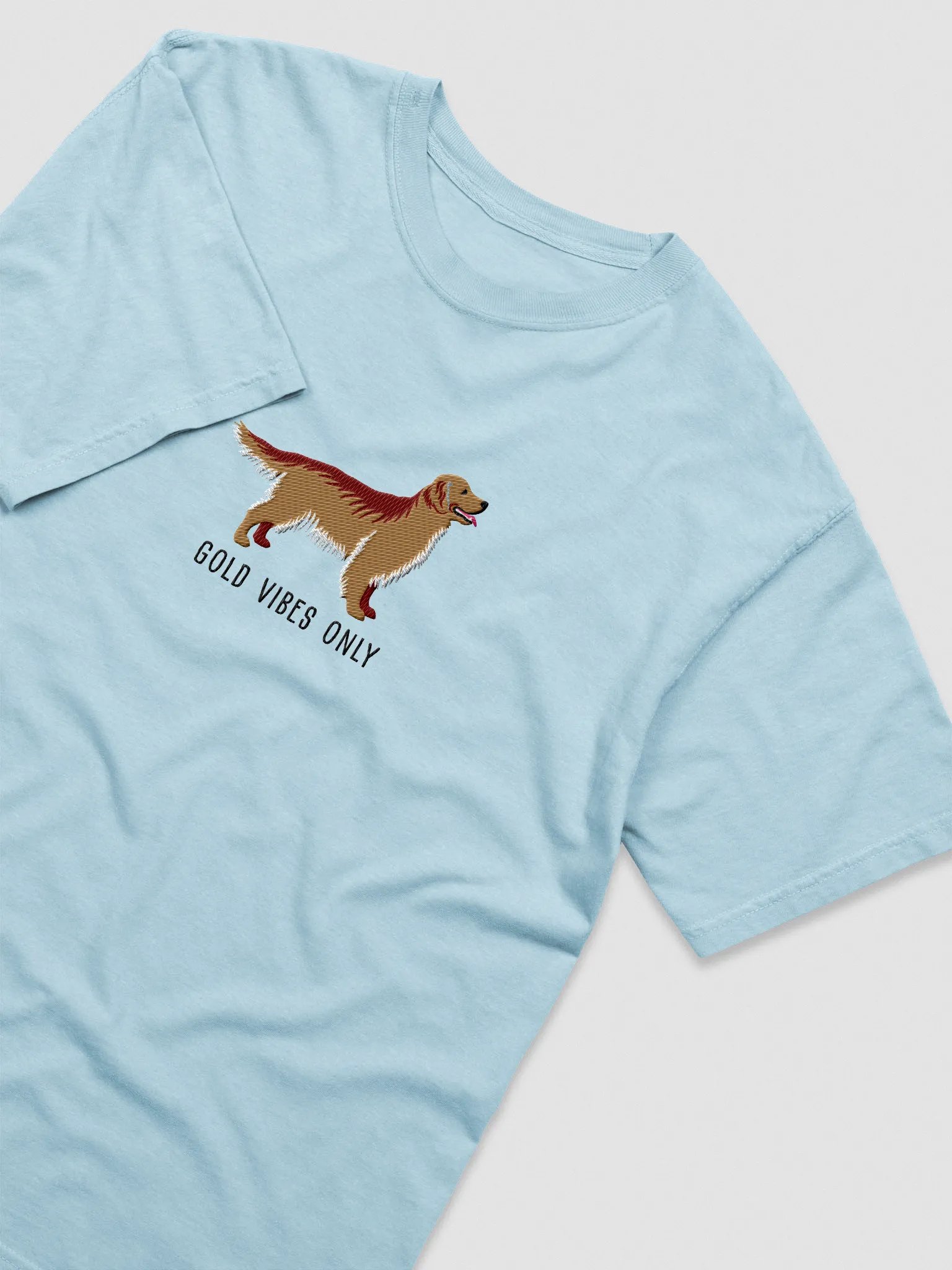 Gold Vibes Only T-Shirt(Embroidered) of a Golden Retriever product image (6)