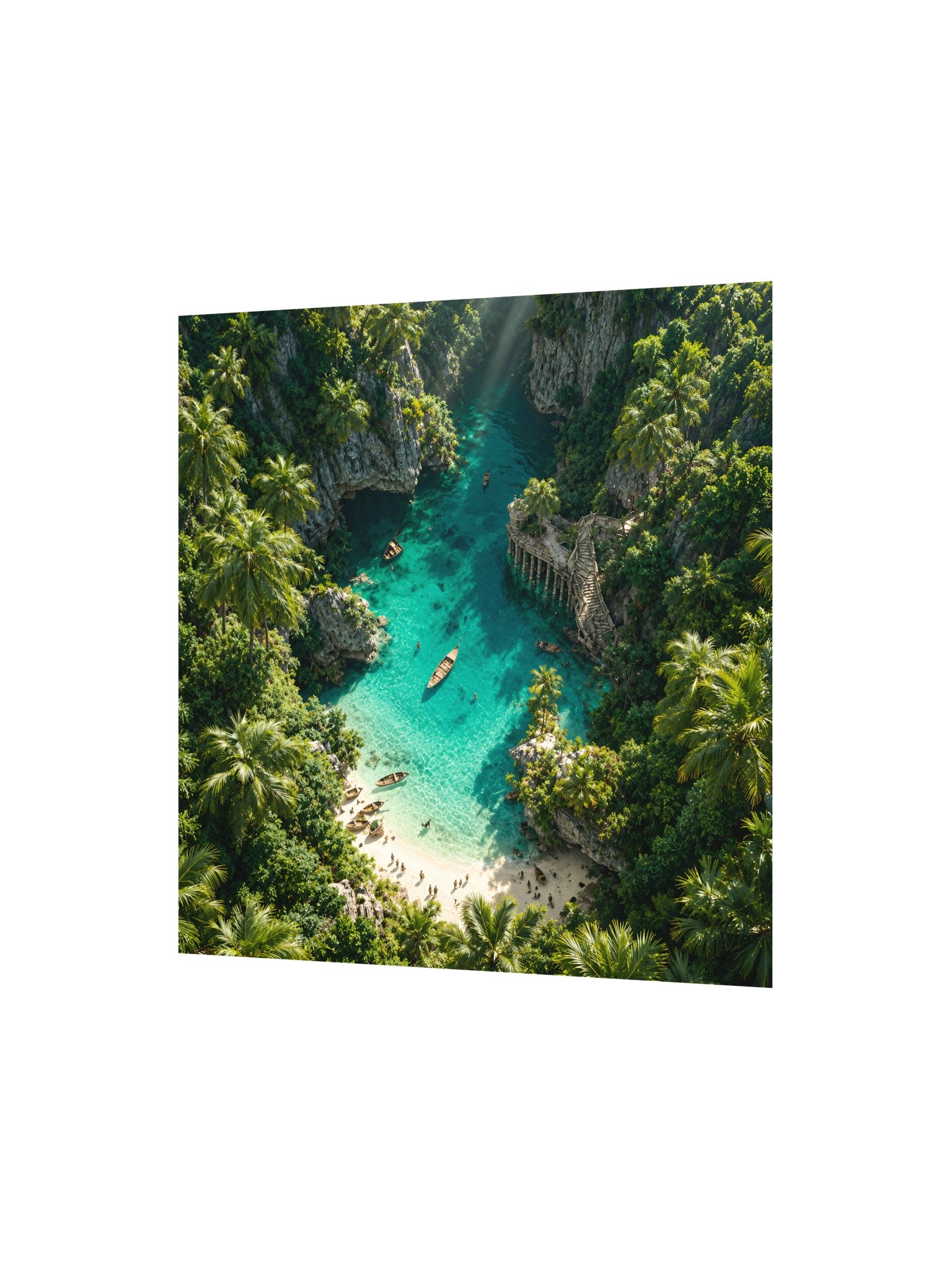 Hidden Turquoise Lagoon Wall Art | Emerald Tropical Paradise Poster | Fantasy Beach Landscape | Digital Download product image (3)