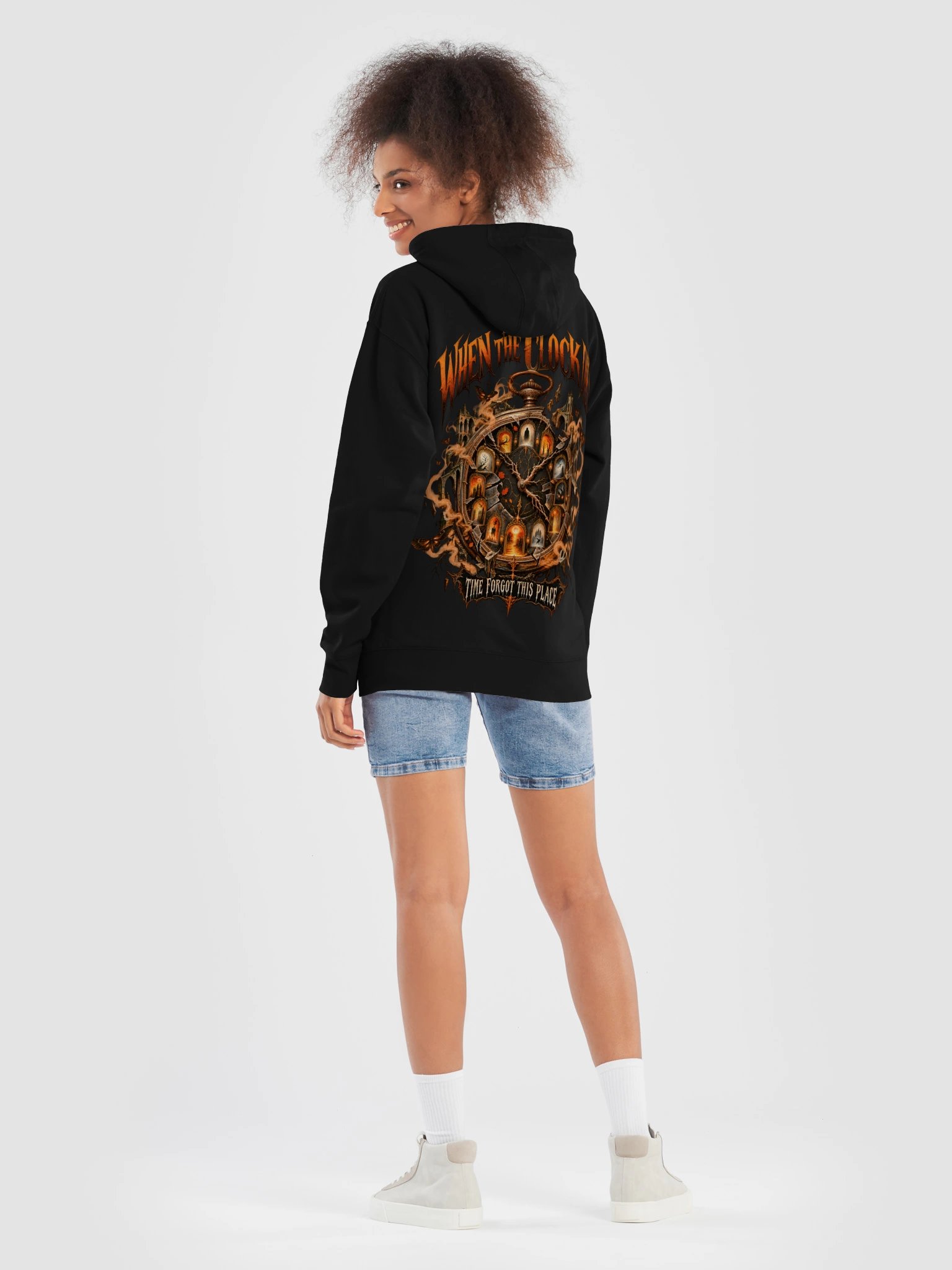 When the Clock Dies – Vintage Gothic Clock Oversized Hoodie product image (2)